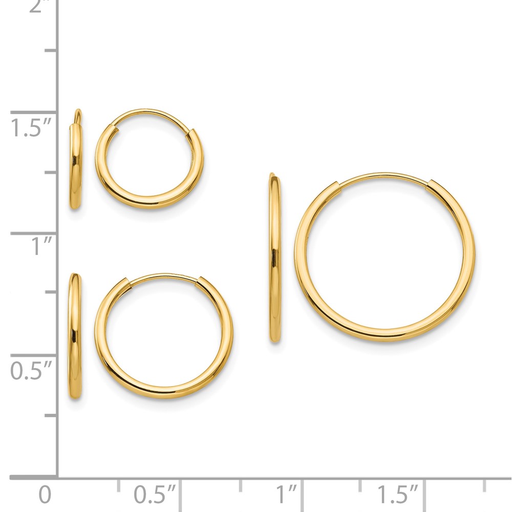 14k Madi K Polished Endless Hoop 3 Pair Earring Set (SE1293)