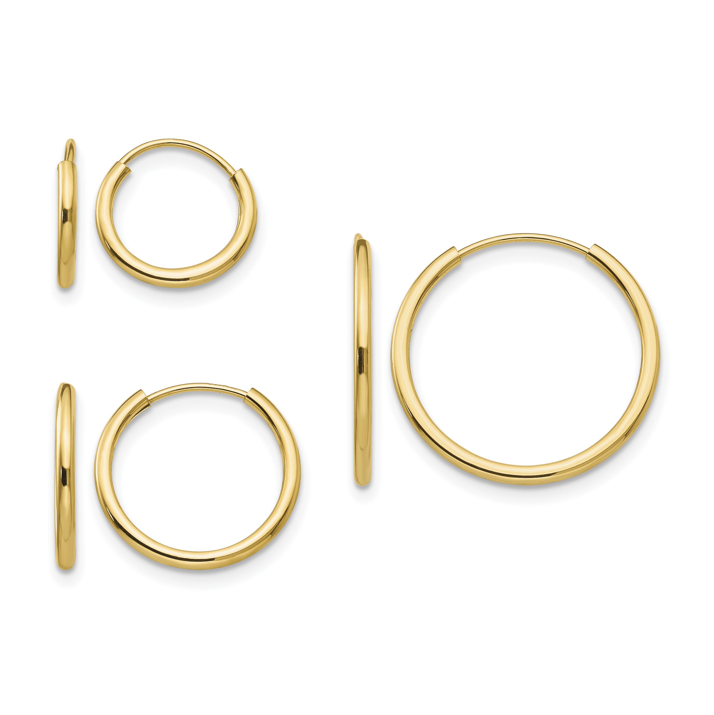14k Madi K Polished Endless Hoop 3 Pair Earring Set (SE1293)