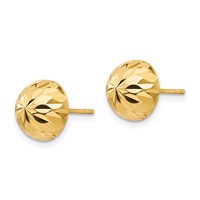 14K Yellow Gold Madi K Polished Diamond-Cut 9mm Button Post Earrings view 2