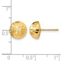 14K Yellow Gold Madi K Polished Diamond-Cut 9mm Button Post Earrings view 4
