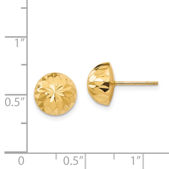 14k Madi K Polished Diamond-Cut 9mm Button Post Earrings