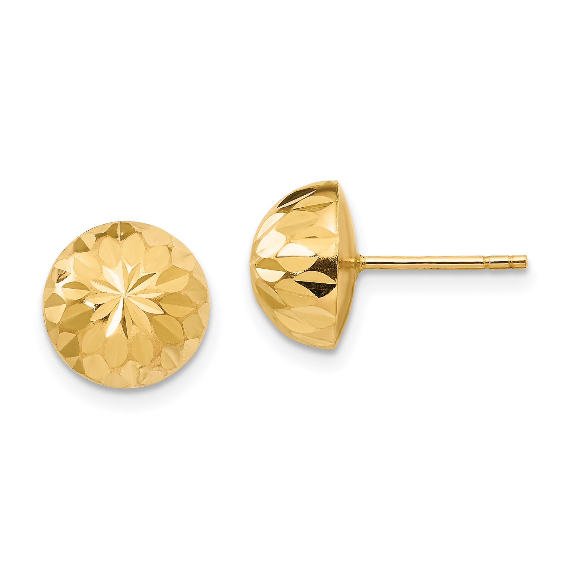 14k Madi K Polished & Diamond-Cut 9mm Button Post Earrings (SE130)