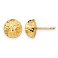 14K Yellow Gold Madi K Polished Diamond-Cut 9mm Button Post Earrings view 1