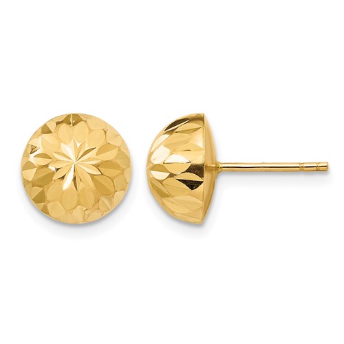 14K Yellow Gold Madi K Polished Diamond-Cut 9mm Button Post Earrings