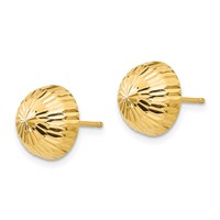 14K Yellow Gold Madi K Polished Diamond-Cut 10mm Button Post Earrings view 2