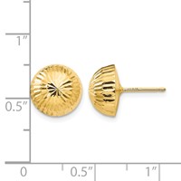 14K Yellow Gold Madi K Polished Diamond-Cut 10mm Button Post Earrings view 4