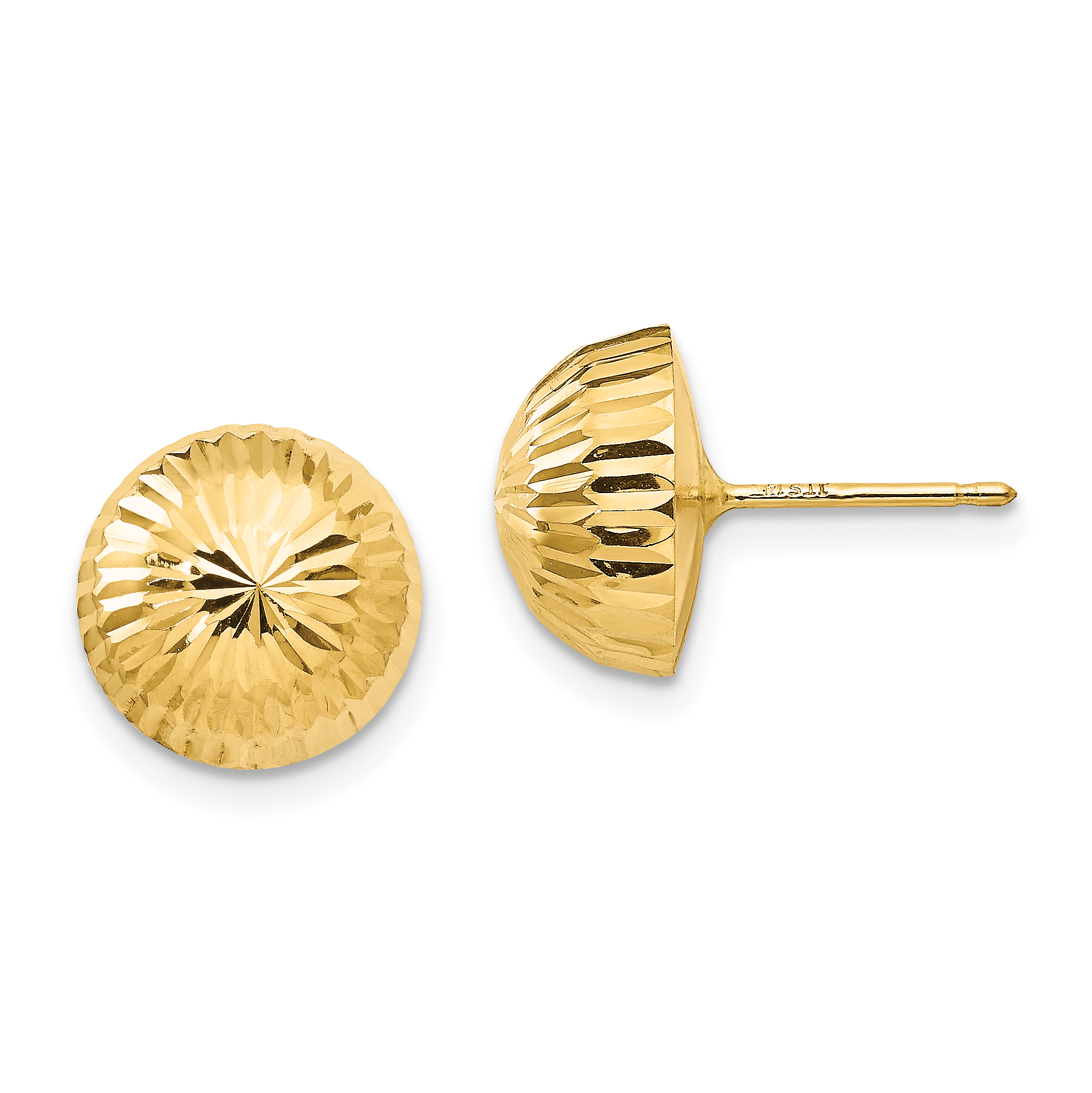 14k Madi K Polished & Diamond-Cut 10mm Button Post Earrings (SE131)