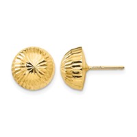 14K Yellow Gold Madi K Polished Diamond-Cut 10mm Button Post Earrings view 1