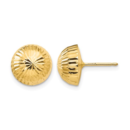14K Yellow Gold Madi K Polished Diamond-Cut 10mm Button Post Earrings
