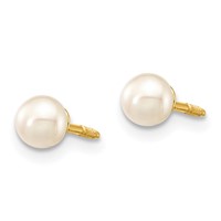 14K Yellow Gold Madi K 4-5mm White Freshwater Cultured Pearl Bracelet and Post Earrings Set, 5.5" view 2