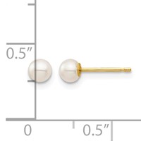14K Yellow Gold Madi K 3-4mm White Round Freshwater Cultured Pearl Post Earrings with Silicone Backs view 4