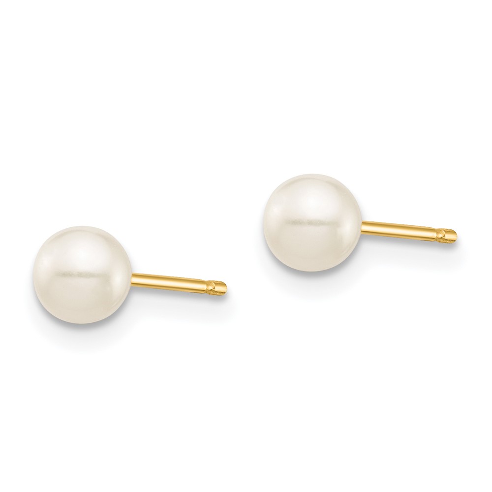14k Madi K 4-5mm White Round Freshwater Cultured Pearl Post Earrings with Silicone Backs (SE135)