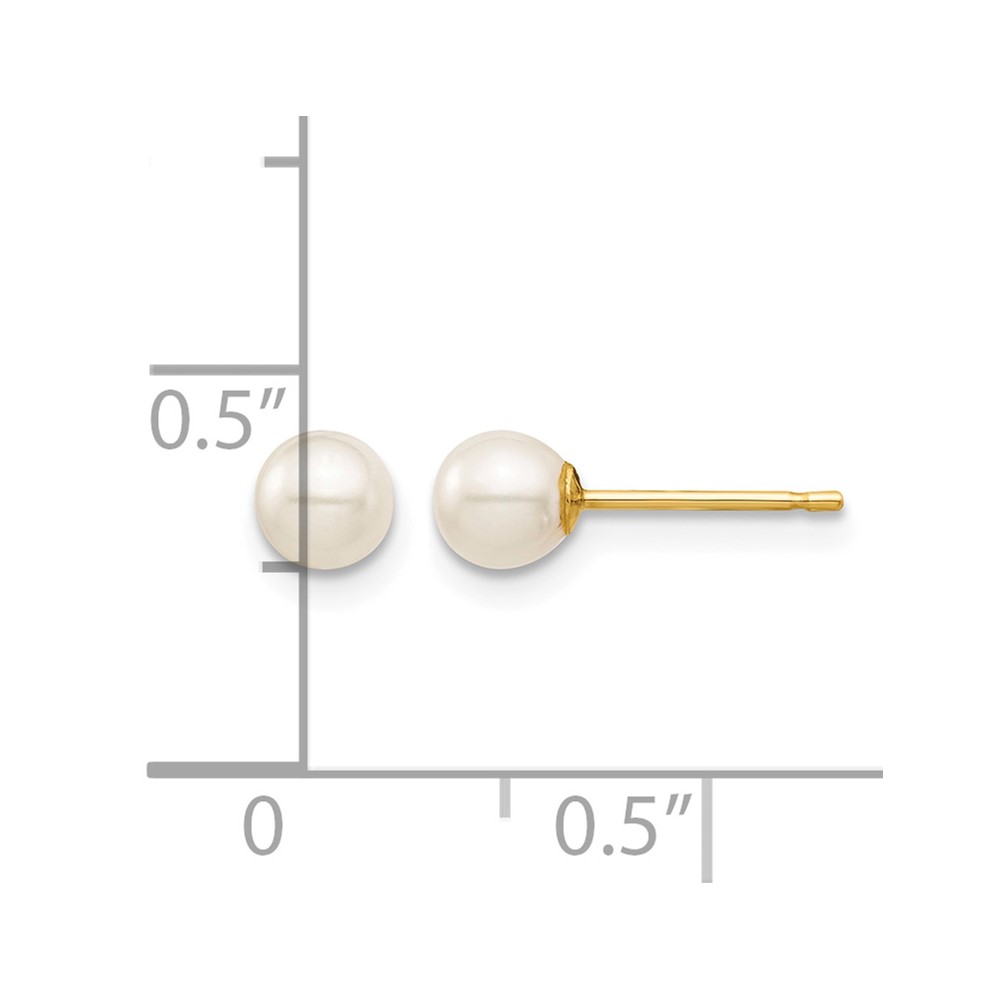 14k Madi K 4-5mm White Round Freshwater Cultured Pearl Post Earrings with Silicone Backs (SE135)