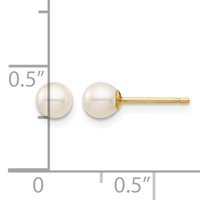 14K Yellow Gold Madi K 4-5mm White Round Freshwater Cultured Pearl Post Earrings with Silicone Backs view 4