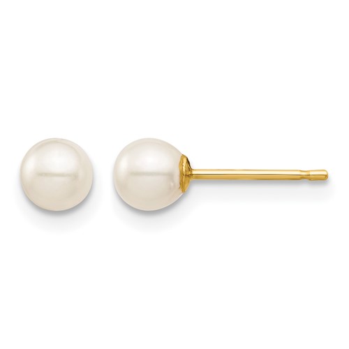 14K Yellow Gold Madi K 4-5mm White Round Freshwater Cultured Pearl Post Earrings with Silicone Backs