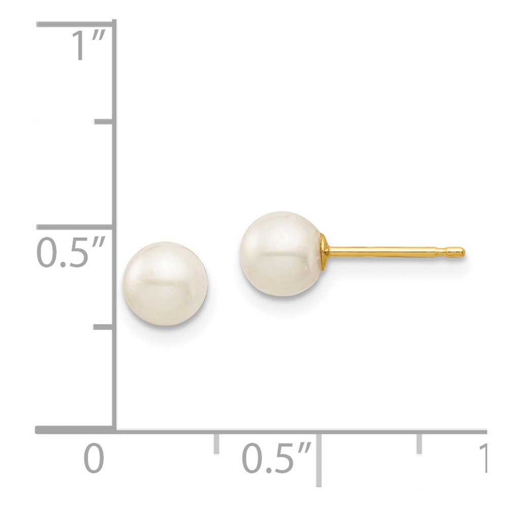 14k Madi K 5-6mm White Round Freshwater Cultured Pearl Post Earrings with Silicone Backs (SE136)