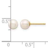 14K Yellow Gold Madi K 5-6mm White Round Freshwater Cultured Pearl Post Earrings with Silicone Backs view 4