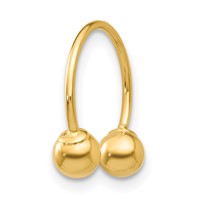 14K Yellow Gold Madi K 12mm Half Hoop Earring with 4mm Screw-on Bead Single view 2