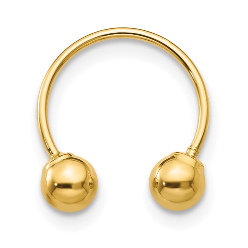 14K Yellow Gold Madi K 12mm Half Hoop Earring with 4mm Screw-on Bead Single
