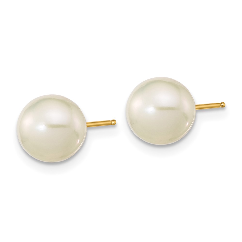 14k Madi K 7-8mm White Round Freshwater Cultured Pearl Post Earrings with Silicone Backs (SE138)