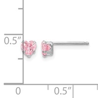 14K White Gold Madi K 4mm Pink CZ Heart Post Earrings view 4