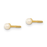 14K Yellow Gold Madi K 2.5-3.5mm White Button Freshwater Cultured Pearl Screwback Post Earrings view 2