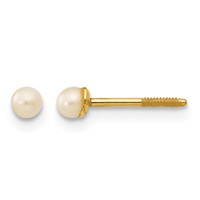 14K Yellow Gold Madi K 2.5-3.5mm White Button Freshwater Cultured Pearl Screwback Post Earrings view 1