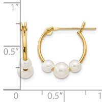 14K Yellow Gold Madi K 4-6mm White Semi-Round Freshwater Cultured 3-Pearl Hoop Earrings view 4