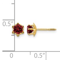 14K Yellow Gold Madi K 4mm Round CZ January Birthstone Screwback Post Earrings view 2