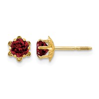14K Yellow Gold Madi K 4mm Round CZ January Birthstone Screwback Post Earrings view 1