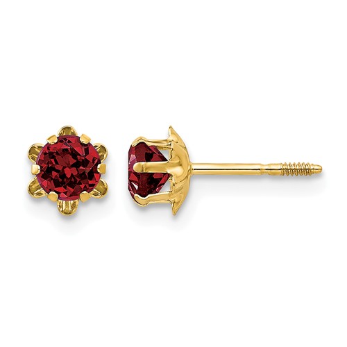 14K Yellow Gold Madi K 4mm Round CZ January Birthstone Screwback Post Earrings
