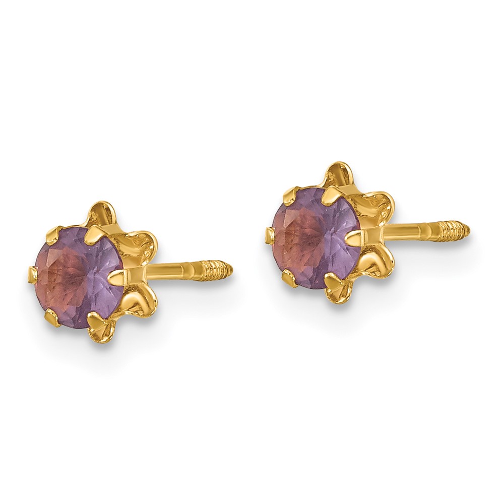 14k Madi K 4mm CZ Birthstone (Feb) Screwback Earrings (SE160)