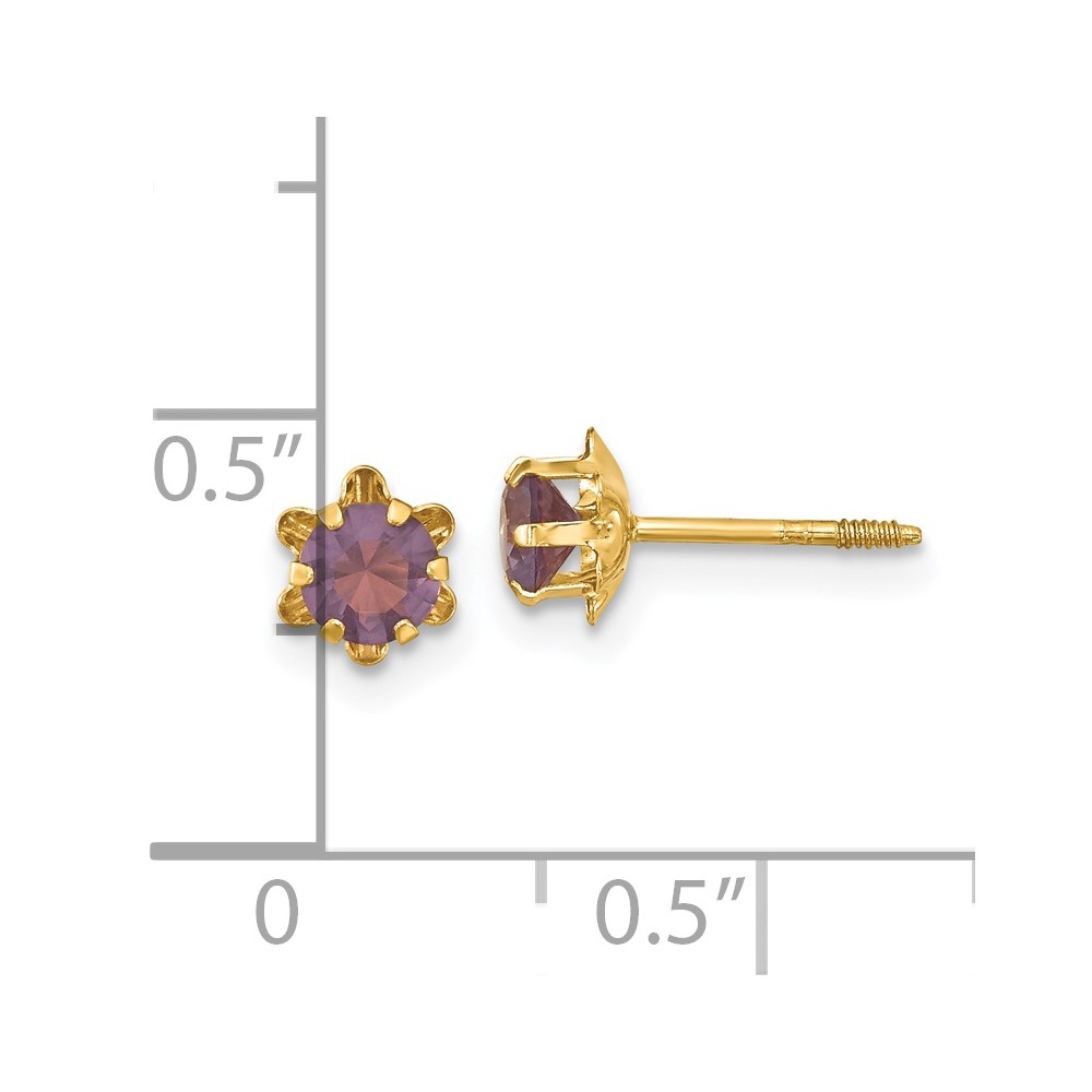 14k Madi K 4mm CZ Birthstone (Feb) Screwback Earrings (SE160)