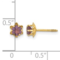 14K Yellow Gold Madi K 4mm Round CZ February Birthstone Screwback Post Earrings view 3