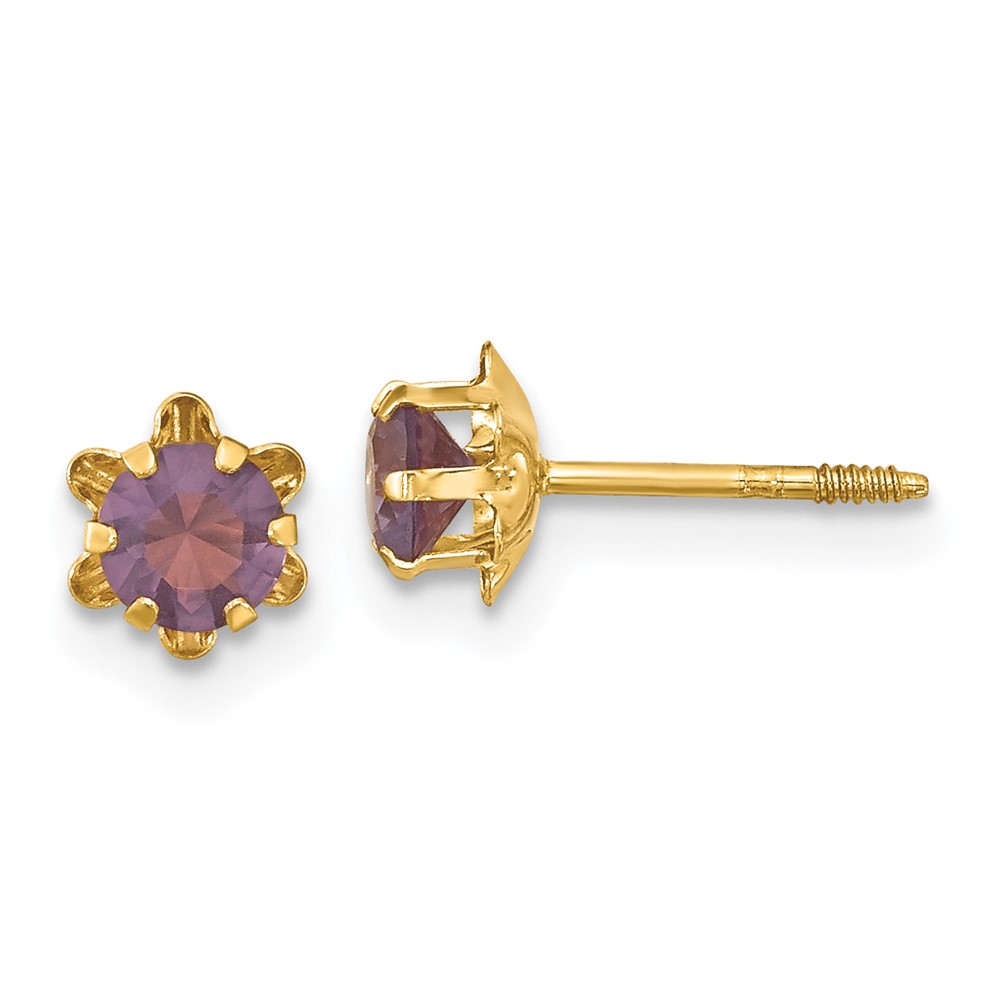 14k Madi K 4mm CZ Birthstone (Feb) Screwback Earrings (SE160)