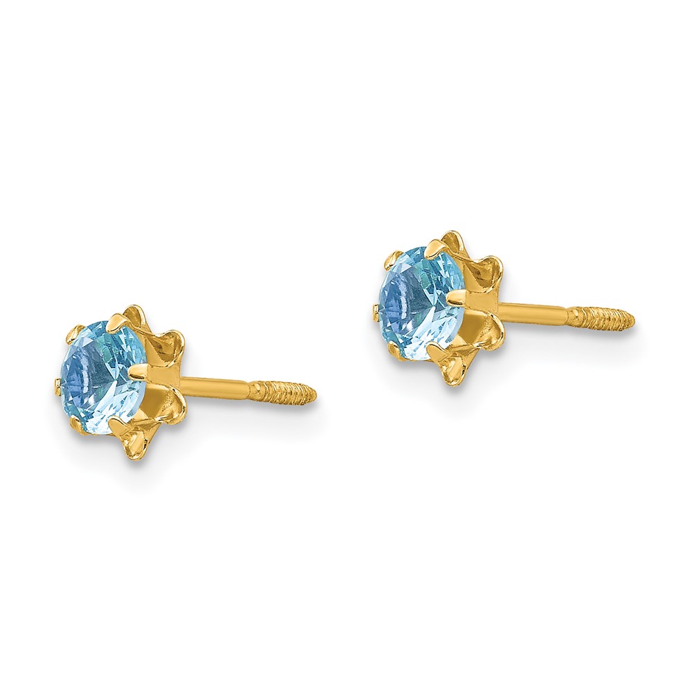 14k Madi K 4mm CZ Birthstone (Mar) Screwback Earrings (SE161)