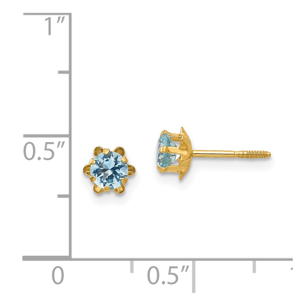 14k Madi K 4mm CZ Birthstone (Mar) Screwback Earrings (SE161)