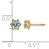 14K Yellow Gold Madi K 4mm Round CZ March Birthstone Screwback Post Earrings view 4