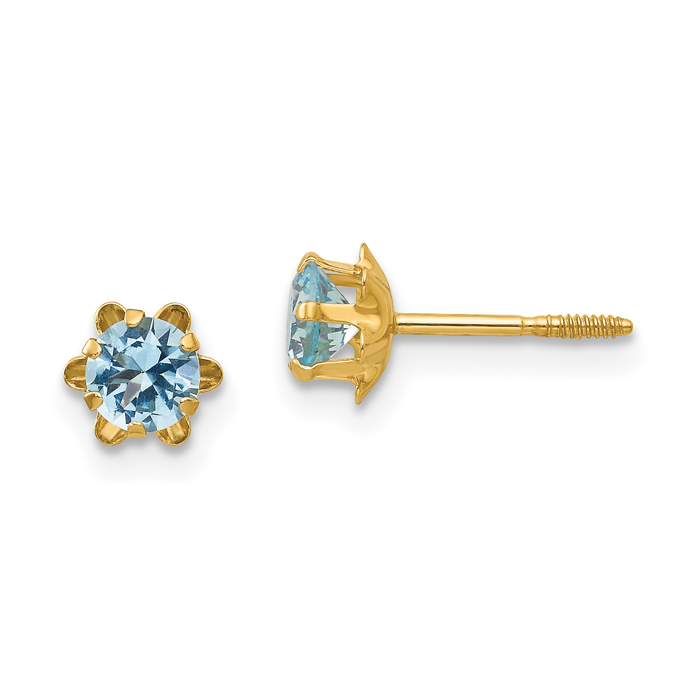 14k Madi K 4mm CZ Birthstone (Mar) Screwback Earrings (SE161)