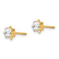 14K Madi K 4mm Round CZ April Birthstone Screwback Post Earrings view 2