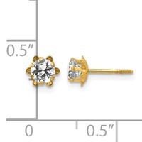 14K Madi K 4mm Round CZ April Birthstone Screwback Post Earrings view 4