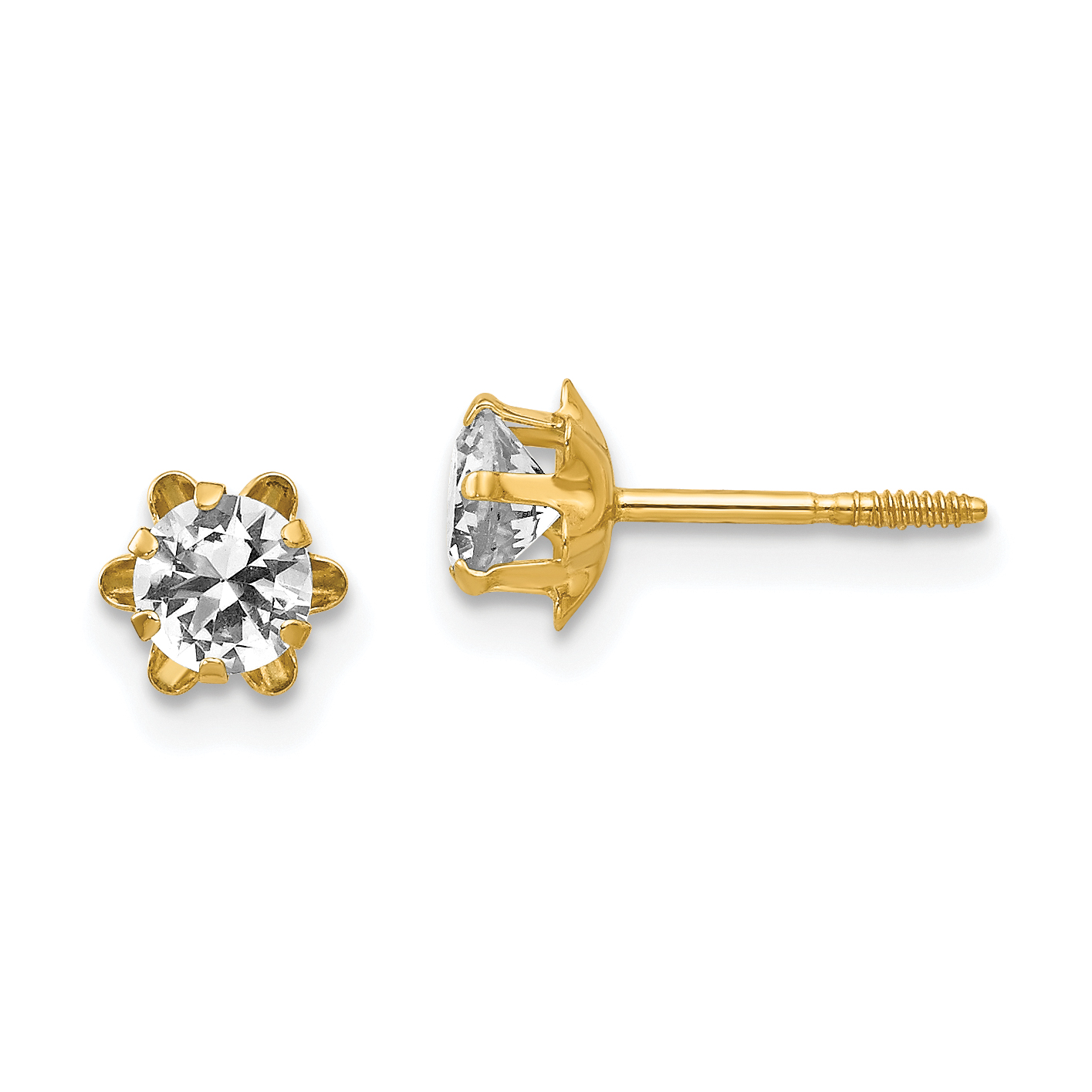 14k Madi K 4mm CZ Birthstone (Apr) Screwback Earrings (SE162)