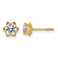 14K Madi K 4mm Round CZ April Birthstone Screwback Post Earrings view 1