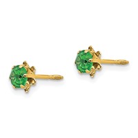 14K Madi K 4mm Round CZ May Birthstone Screwback Post Earrings view 2