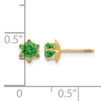 14K Madi K 4mm Round CZ May Birthstone Screwback Post Earrings view 4