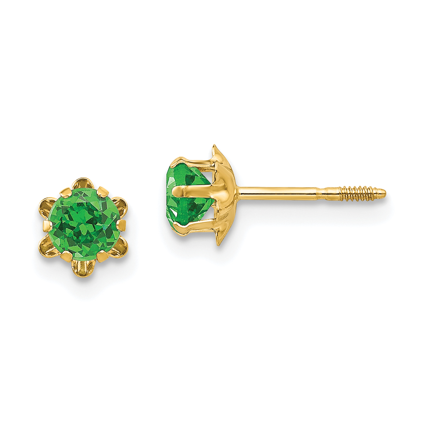 14k Madi K 4mm CZ Birthstone (May) Screwback Earrings (SE163)
