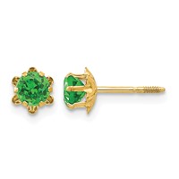 14K Madi K 4mm Round CZ May Birthstone Screwback Post Earrings view 1