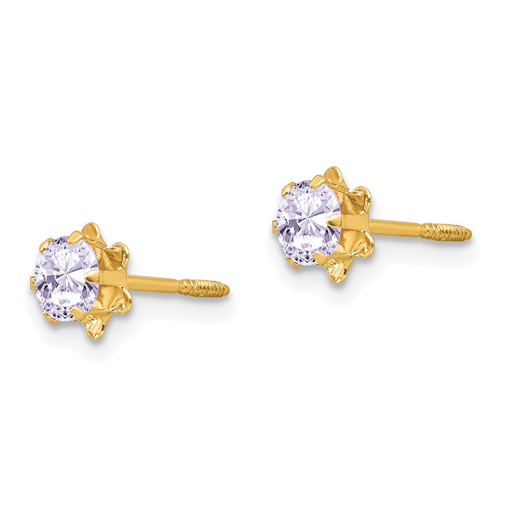14k Madi K 4mm CZ Birthstone (Jun) Screwback Earrings (SE164)
