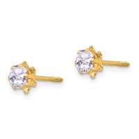 14K Yellow Gold Madi K 4mm Round CZ June Birthstone Screwback Post Earrings view 2