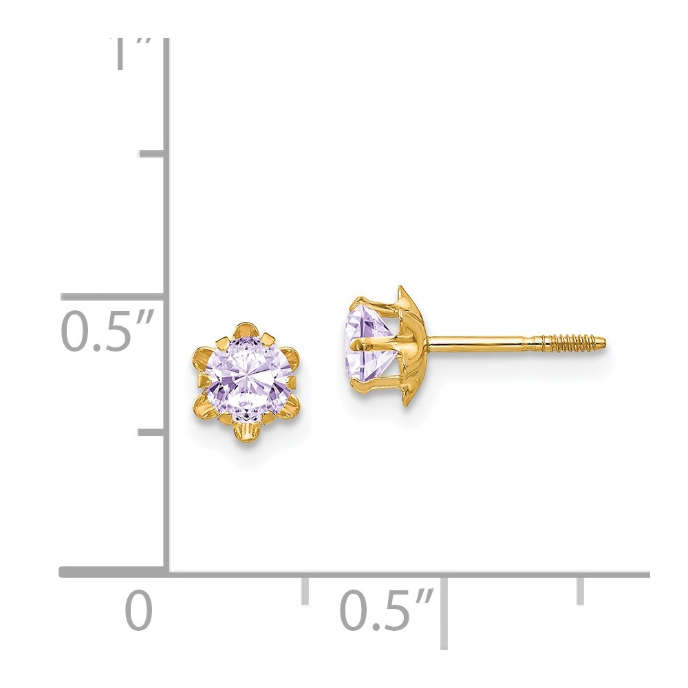 14k Madi K 4mm CZ Birthstone (Jun) Screwback Earrings (SE164)
